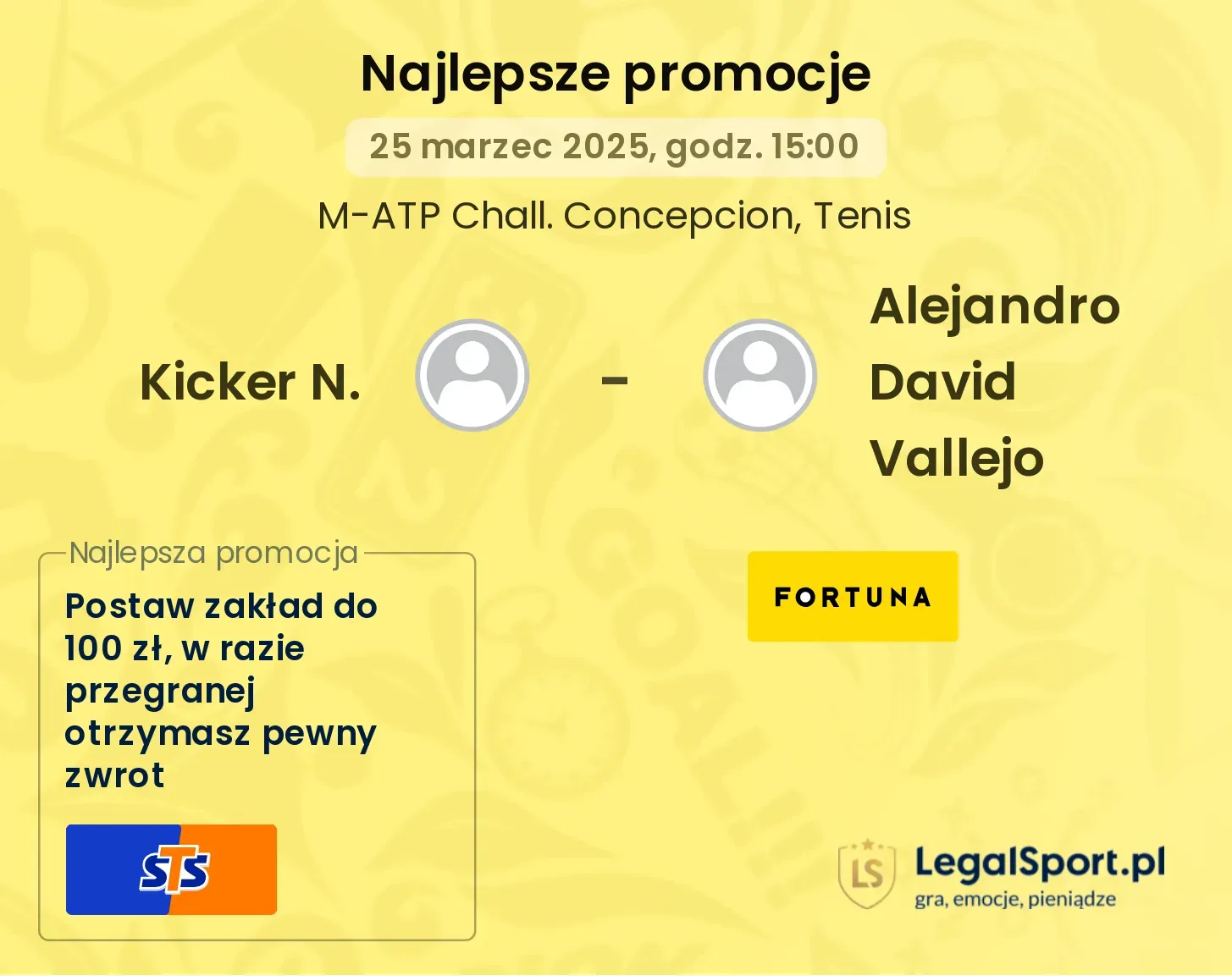 Kicker N. - Alejandro David Vallejo promocje u bukmacherów