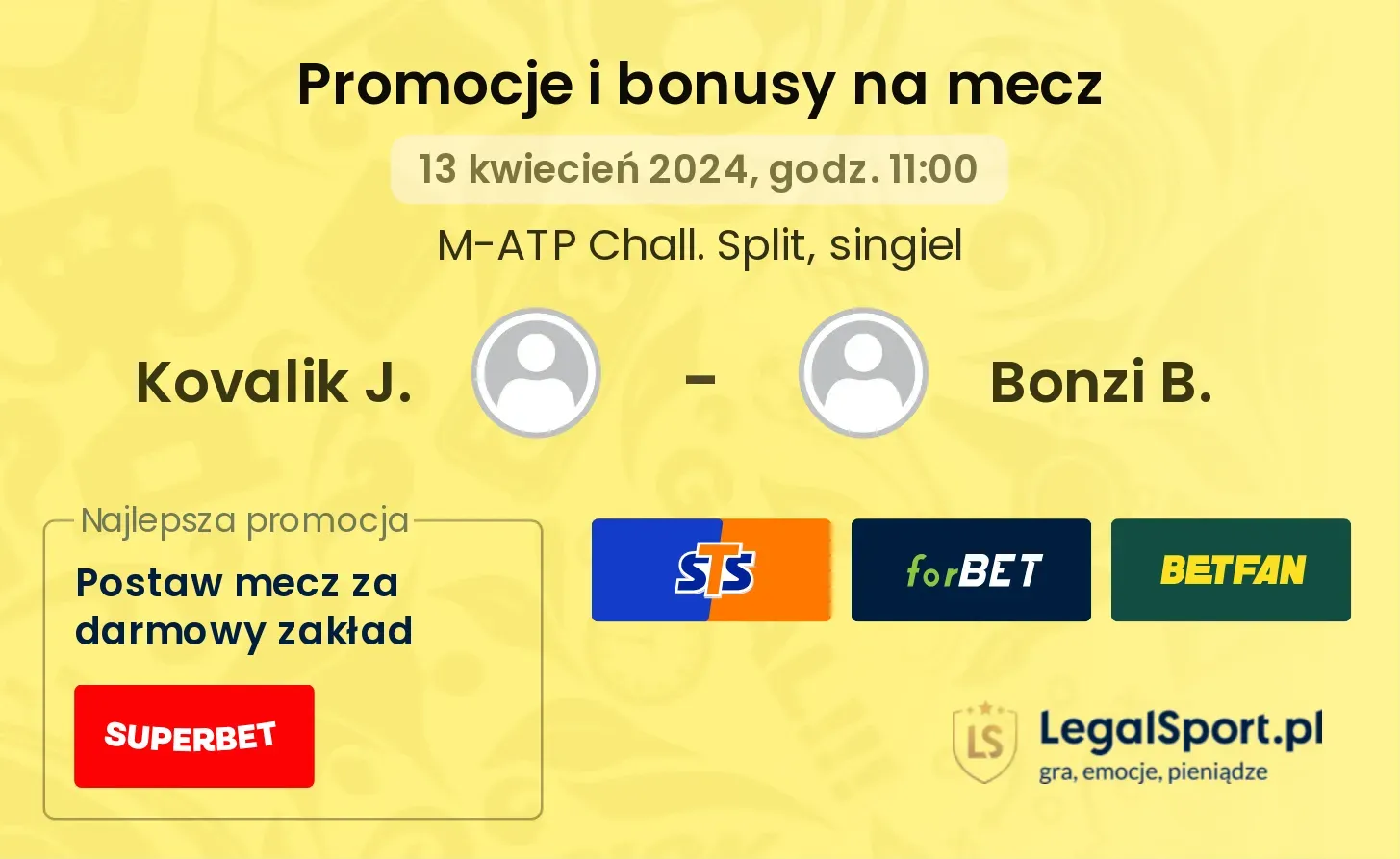 Kovalik J. - Bonzi B. promocje bonusy na mecz