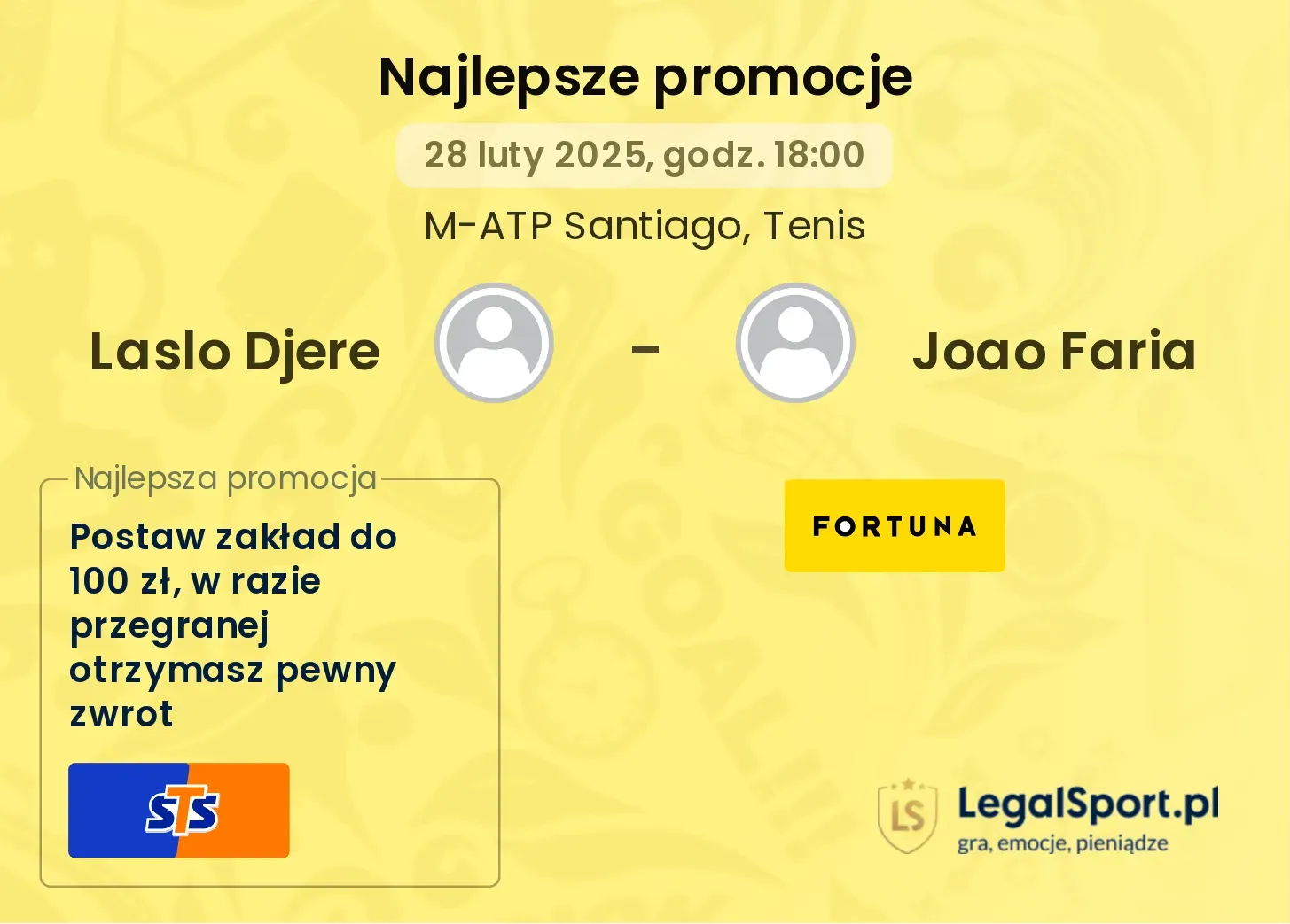 Laslo Djere - Joao Faria promocje bonusy na mecz