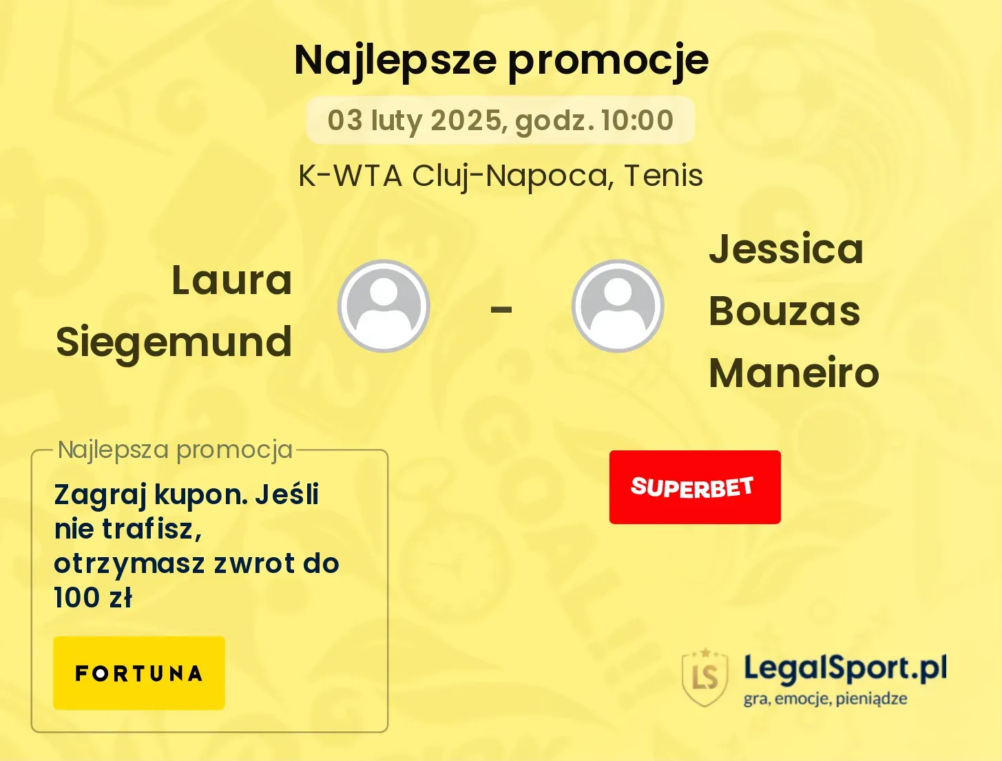 Laura Siegemund - Jessica Bouzas Maneiro promocje bonusy na mecz