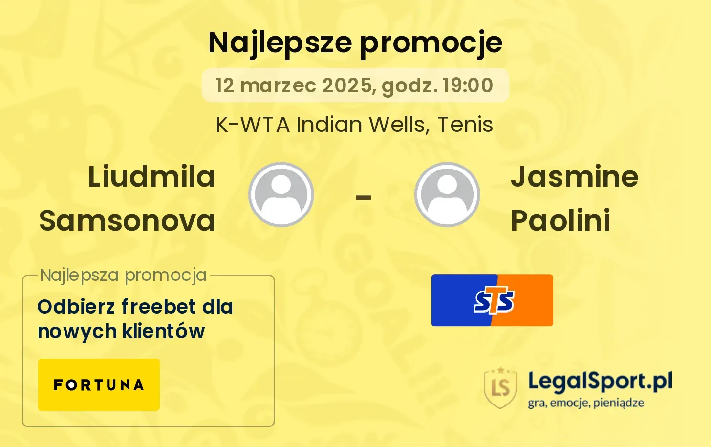 Liudmila Samsonova - Jasmine Paolini promocje u bukmacherów