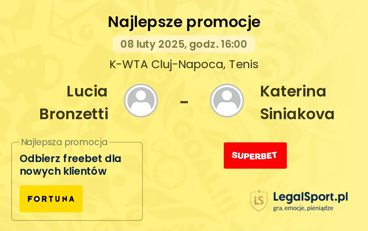 Lucia Bronzetti - Katerina Siniakova promocje bonusy na mecz