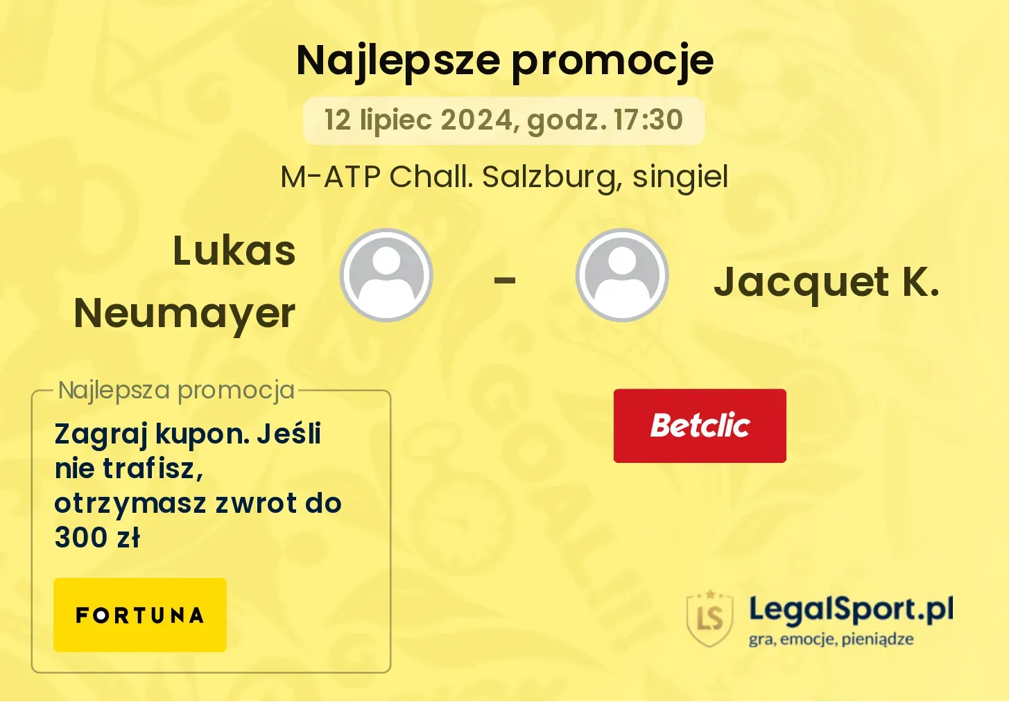 Lukas Neumayer - Jacquet K. promocje u bukmacherów (12.07, 17:30)