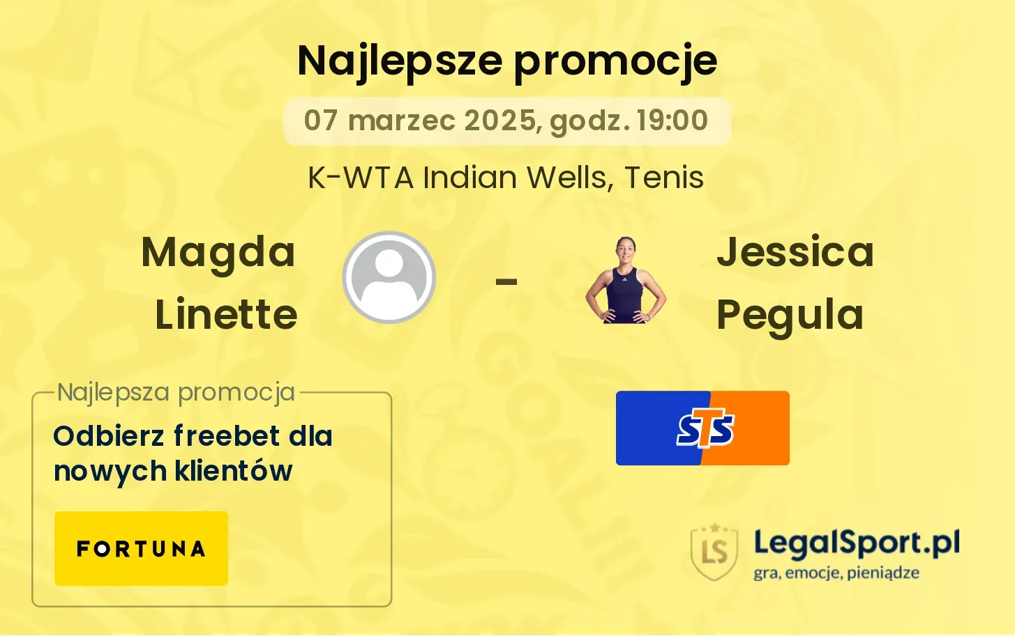 Magda Linette - Jessica Pegula promocje bonusy na mecz