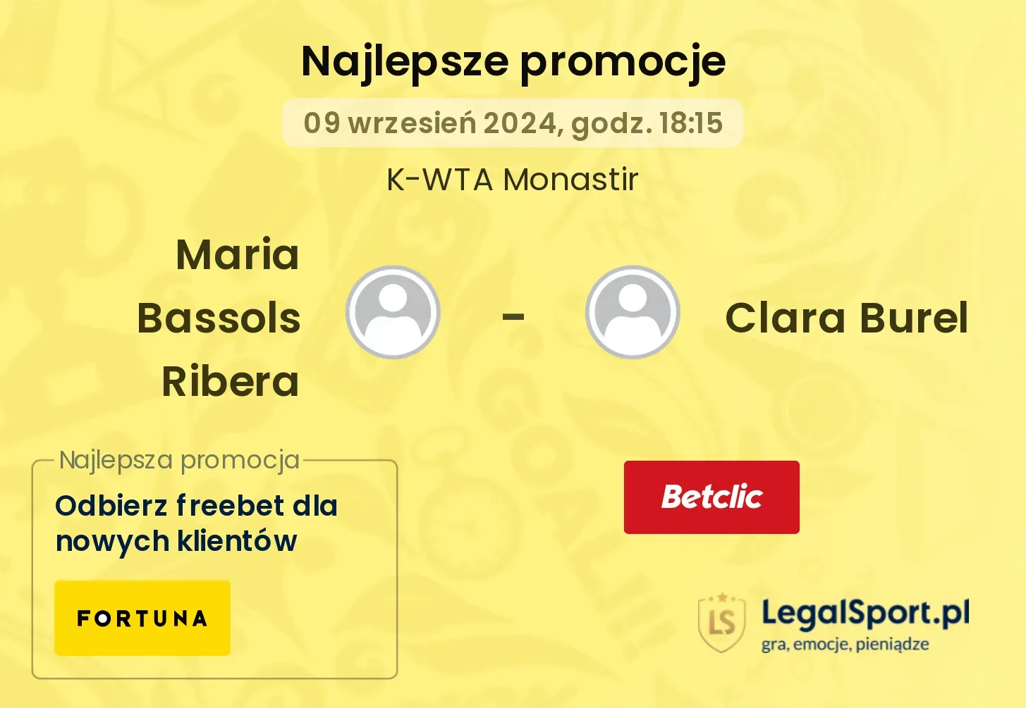 Maria Bassols Ribera - Clara Burel promocje bonusy na mecz