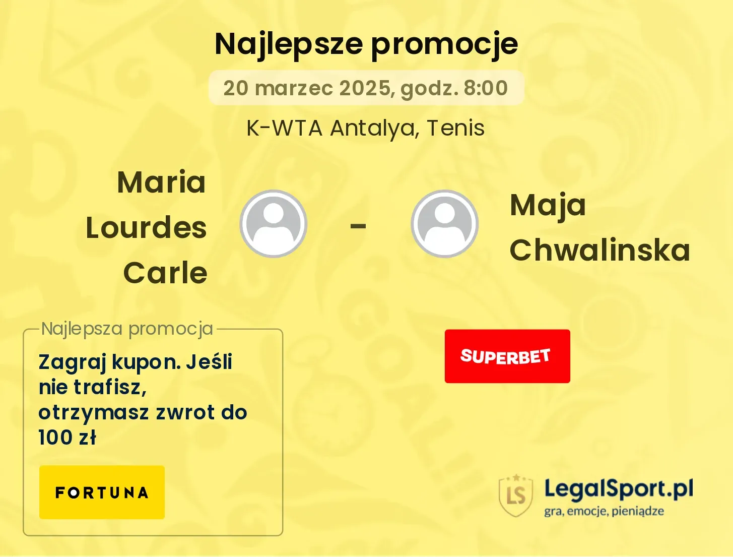 Maria Lourdes Carle - Maja Chwalinska promocje bonusy na mecz