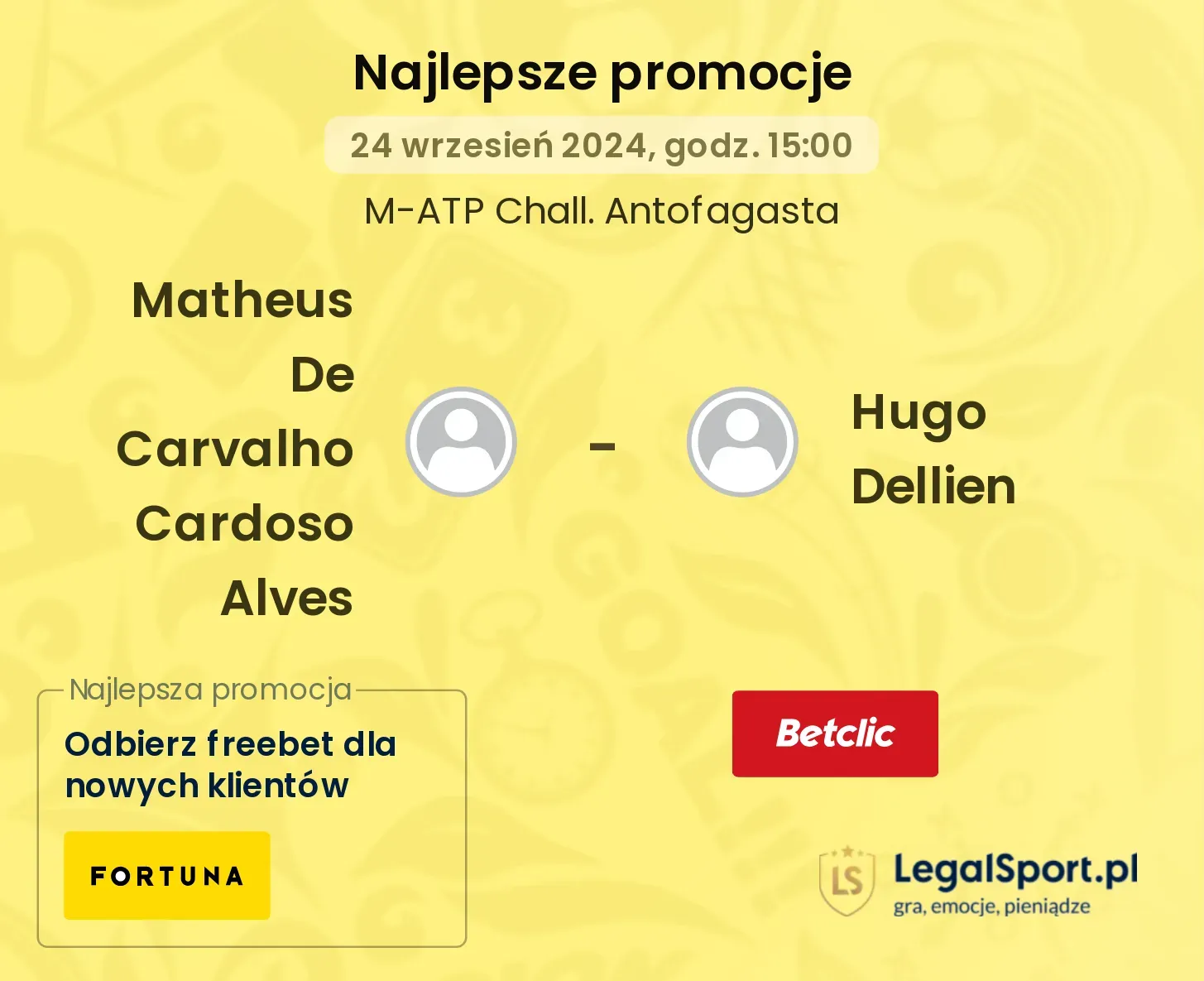 Matheus De Carvalho Cardoso Alves - Hugo Dellien promocje bonusy na mecz