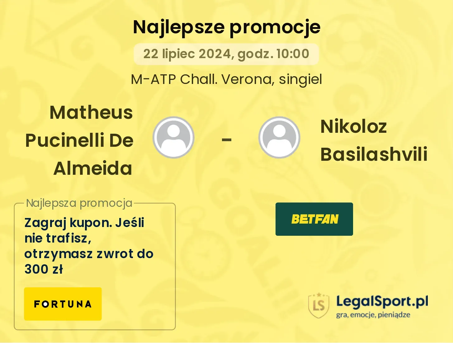 Matheus Pucinelli De Almeida - Nikoloz Basilashvili promocje bonusy na mecz