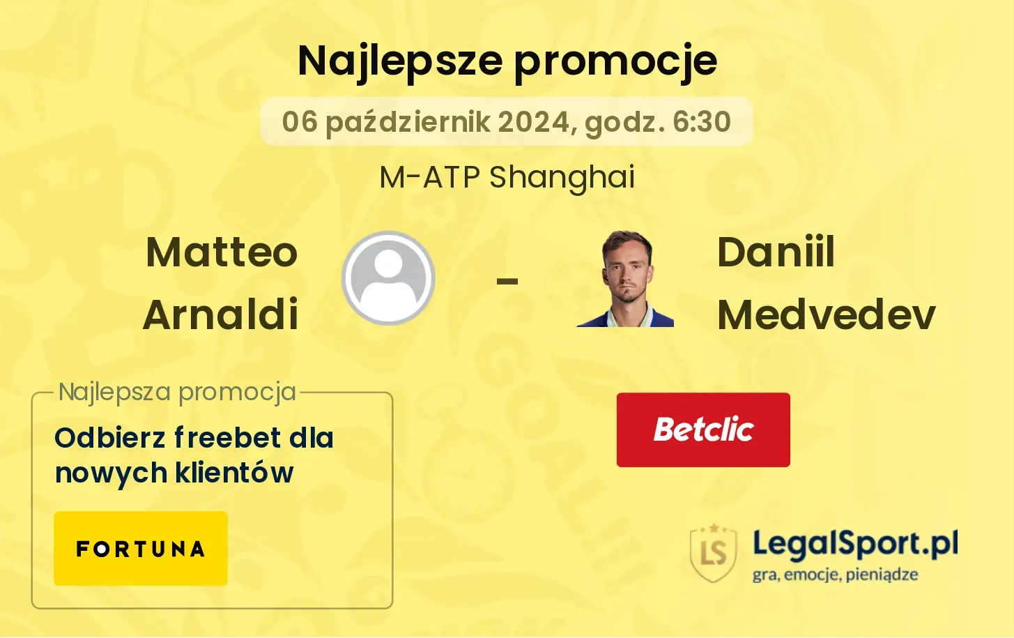 Matteo Arnaldi - Daniil Medvedev promocje bonusy na mecz