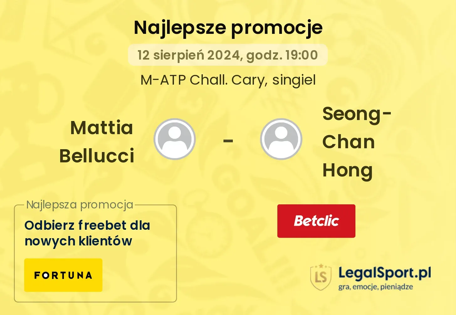 Mattia Bellucci - Seong-Chan Hong promocje bonusy na mecz