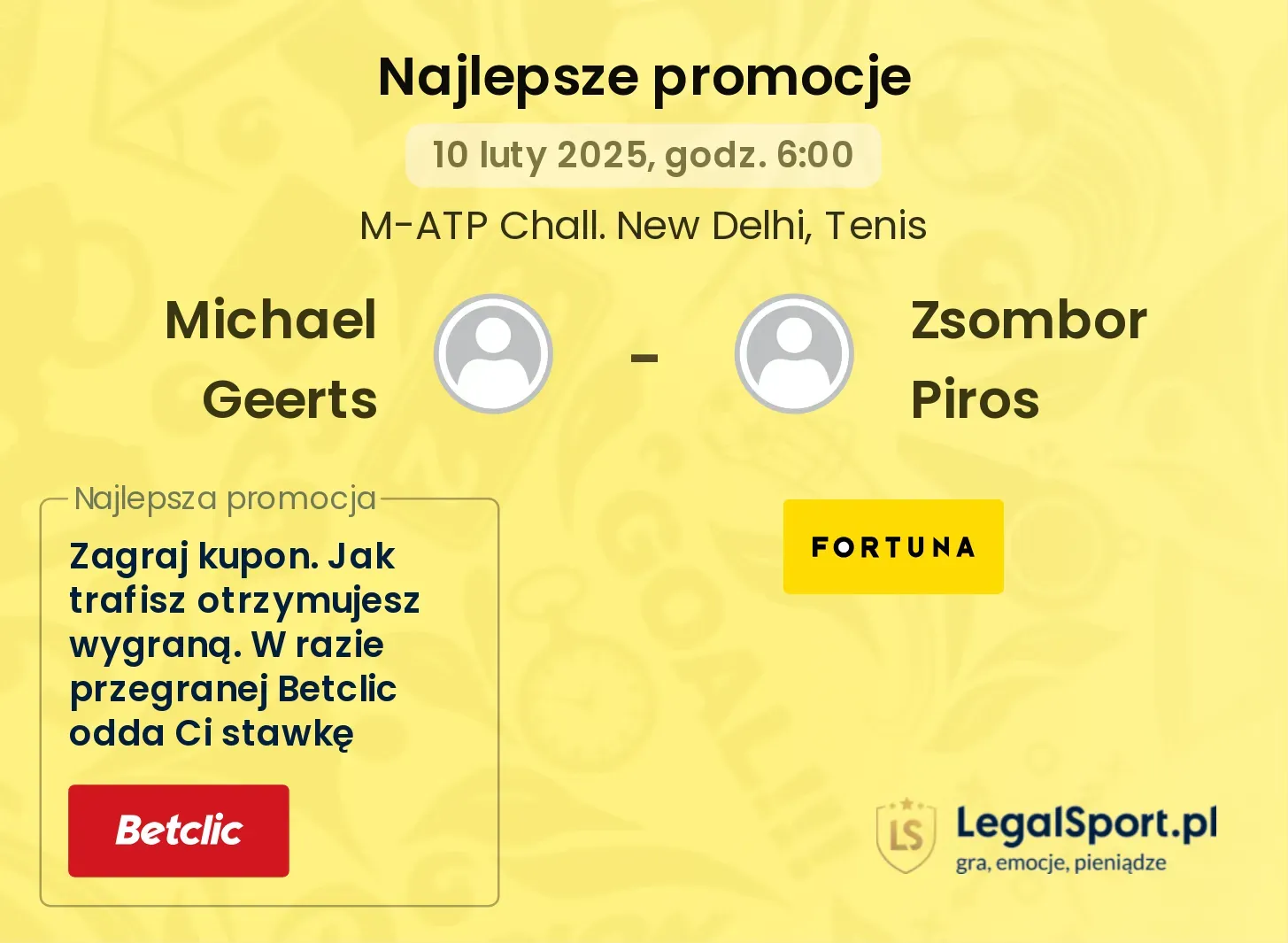 Michael Geerts - Zsombor Piros promocje bonusy na mecz