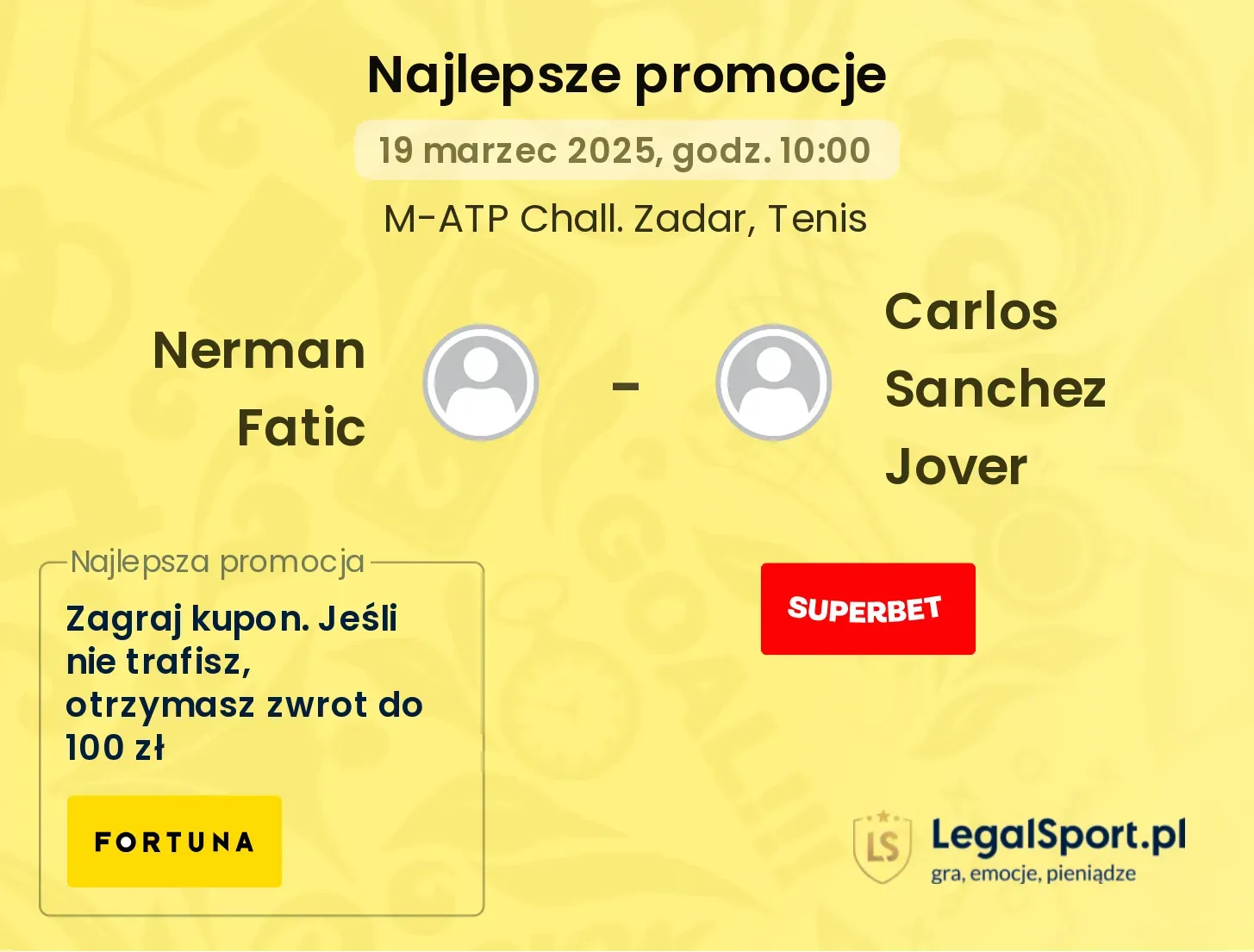 Nerman Fatic - Carlos Sanchez Jover promocje bonusy na mecz