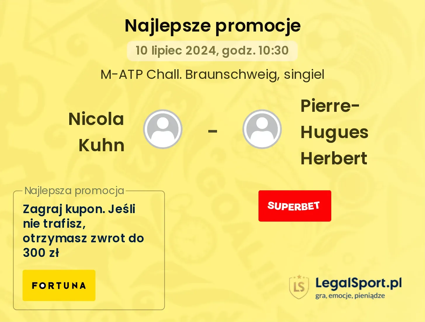 Nicola Kuhn - Pierre-Hugues Herbert promocje bonusy na mecz