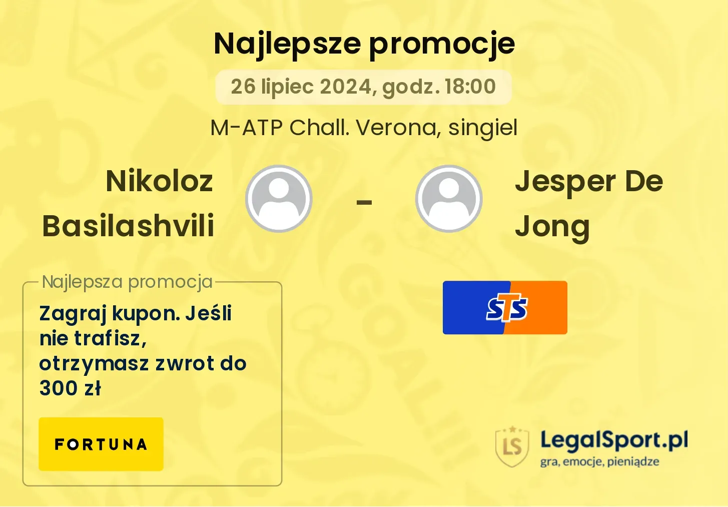 Nikoloz Basilashvili - Jesper De Jong promocje bonusy na mecz