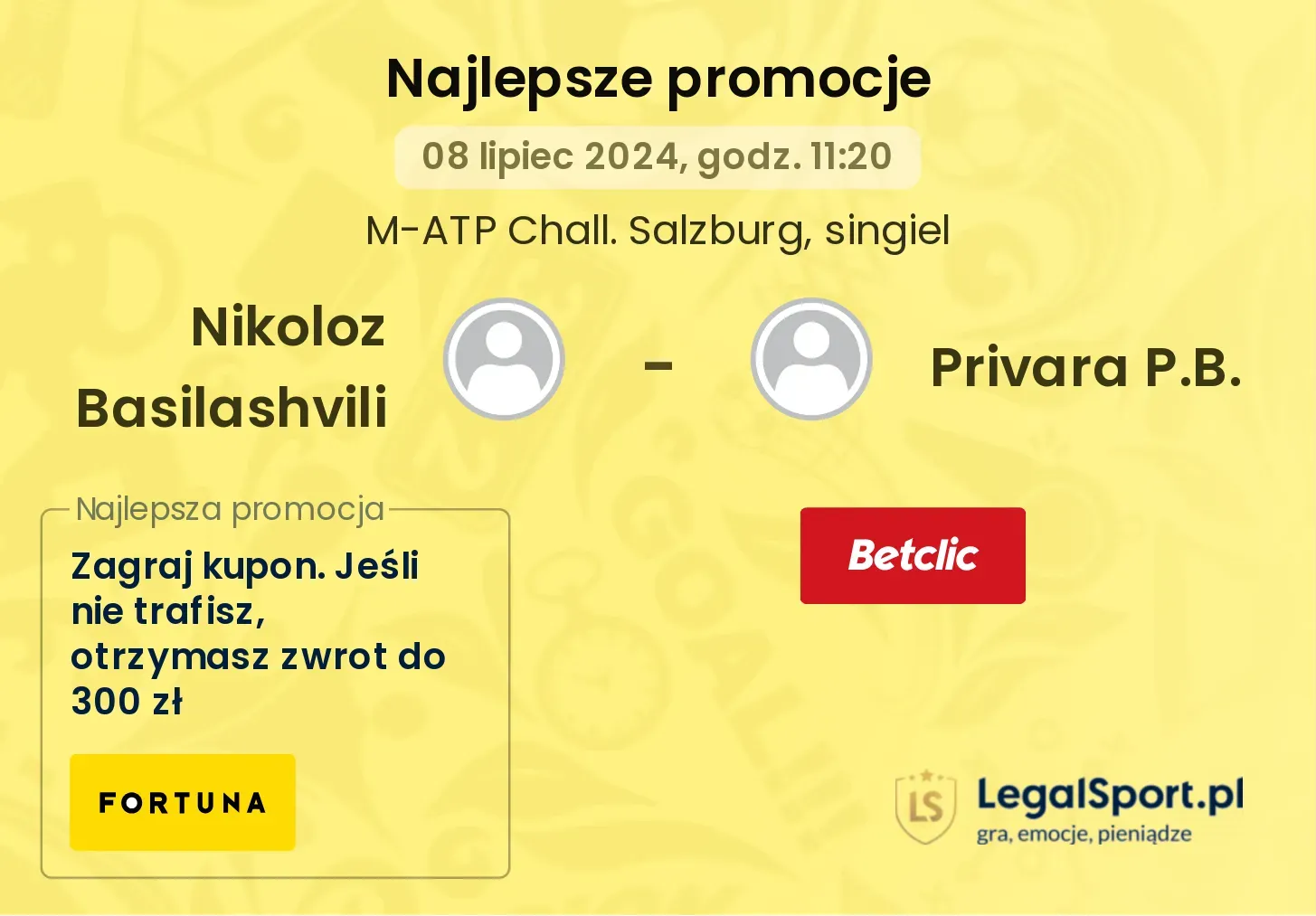 Nikoloz Basilashvili - Privara P.B. promocje bonusy na mecz