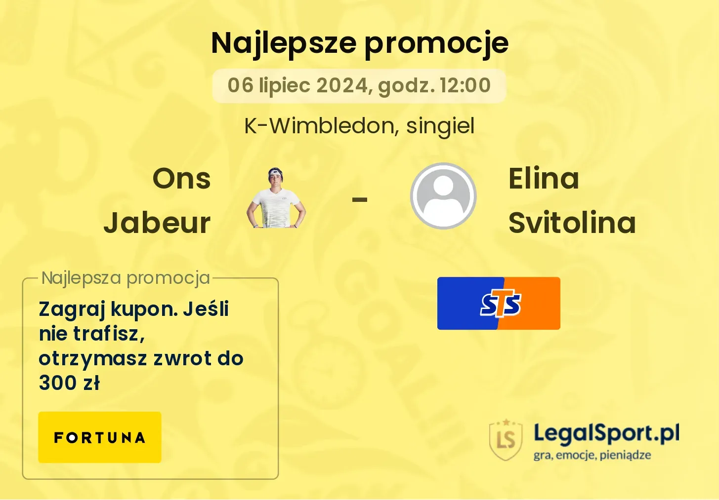 Ons Jabeur - Elina Svitolina promocje u bukmacherów (06.07, 12:00)