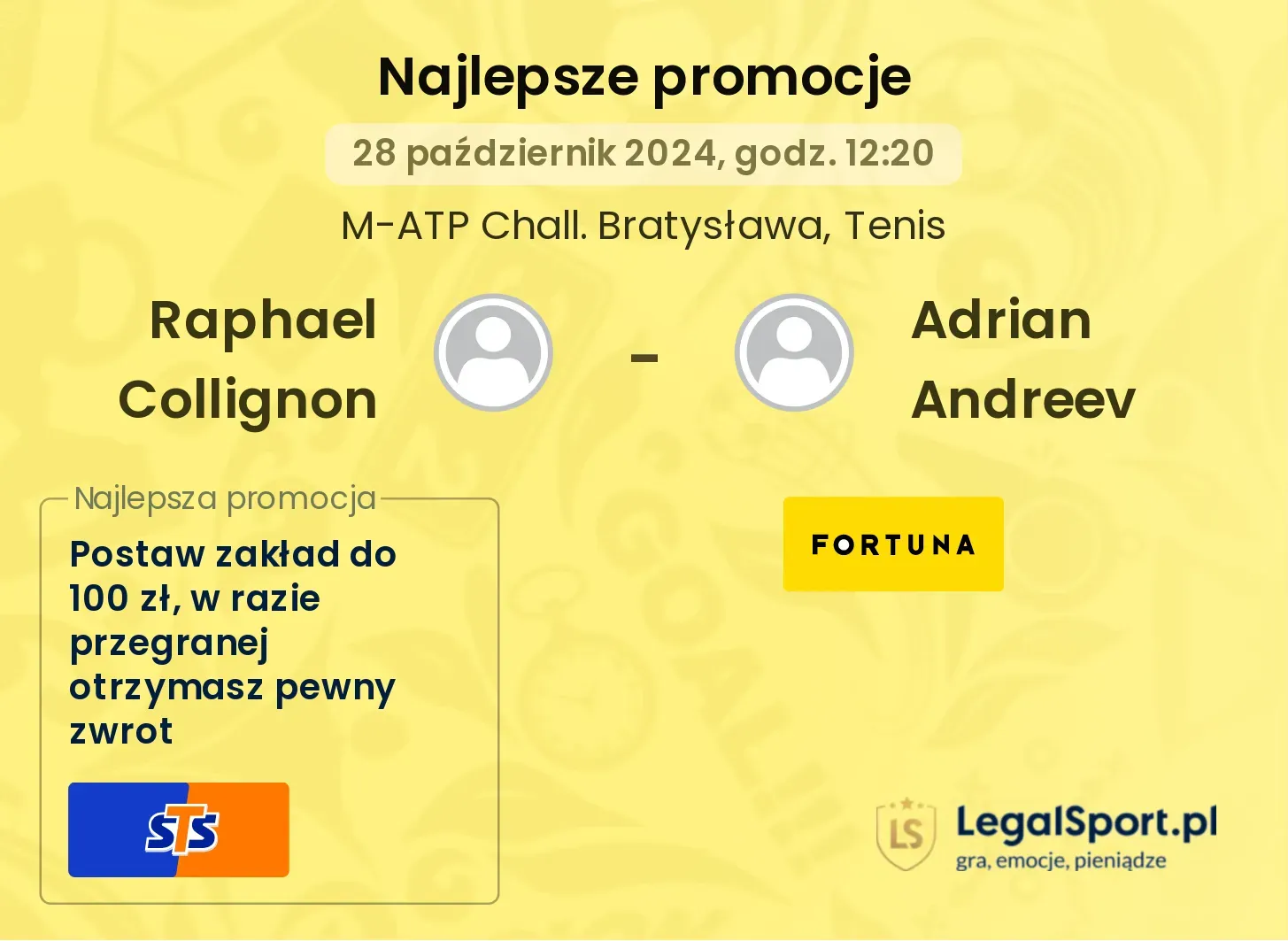 Raphael Collignon - Adrian Andreev promocje u bukmacherów 28.10, 12:20