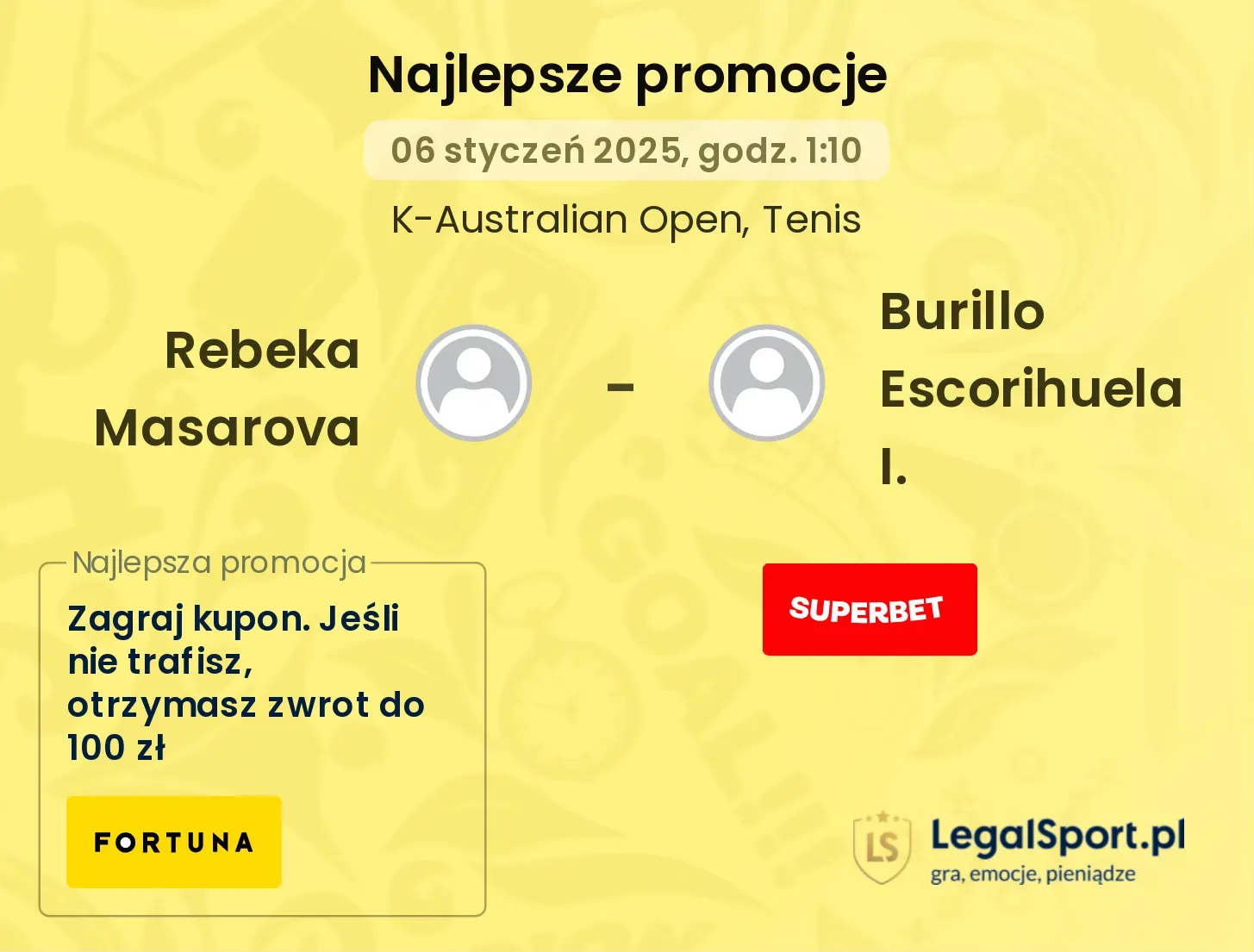 Rebeka Masarova - Burillo Escorihuela I. promocje bonusy na mecz