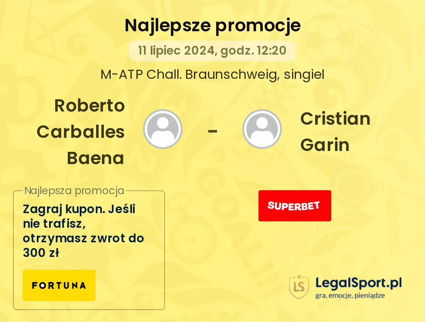 Roberto Carballes Baena - Cristian Garin promocje bonusy na mecz