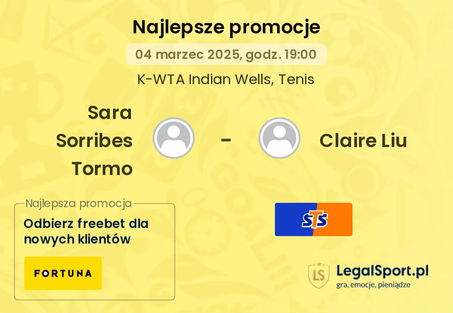 Claire Liu - Sara Sorribes Tormo promocje u bukmacherów