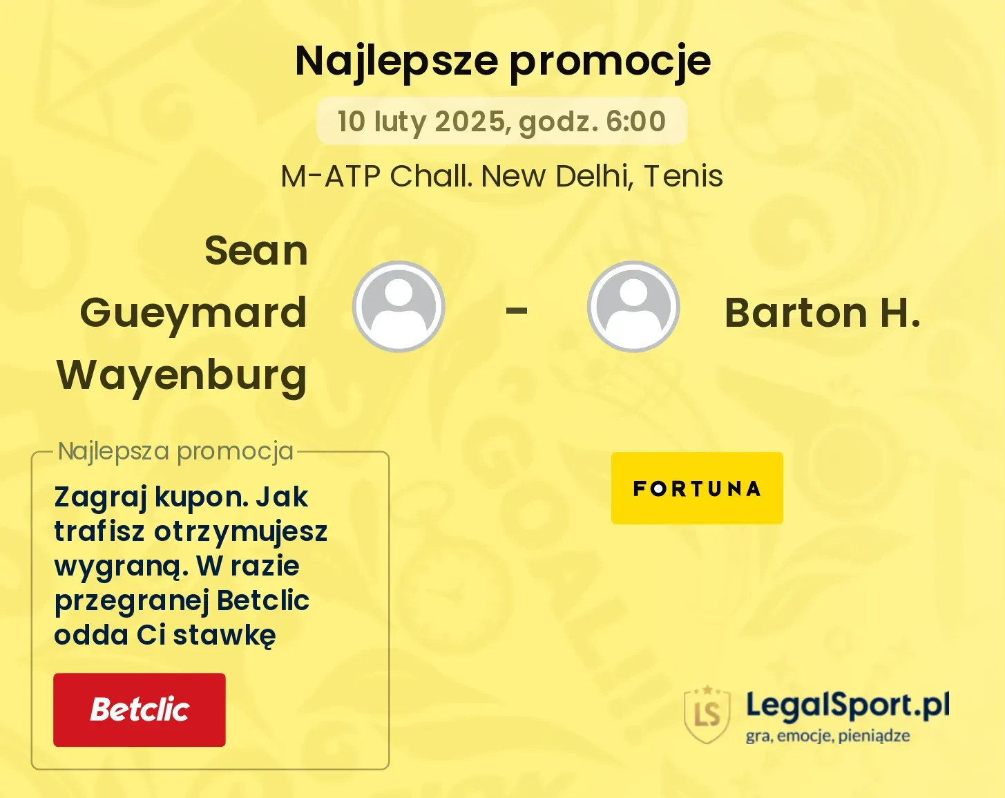 Sean Gueymard Wayenburg - Barton H. promocje bonusy na mecz