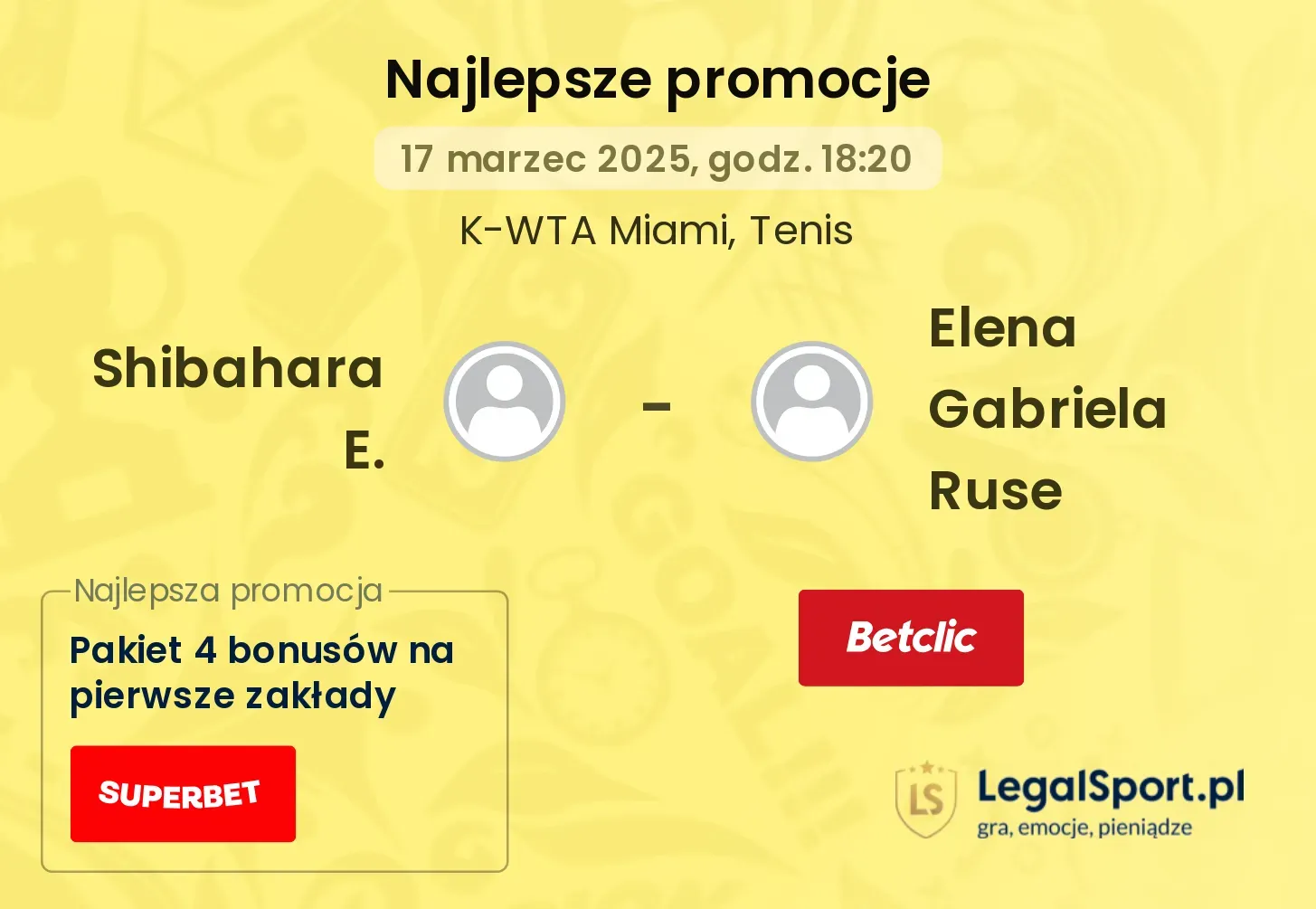 Shibahara E. - Elena Gabriela Ruse promocje bonusy na mecz