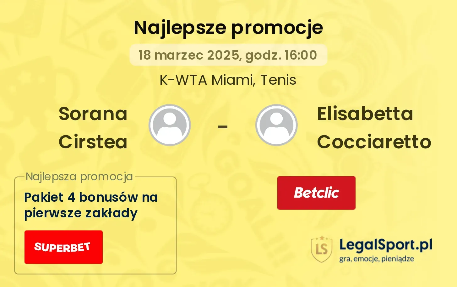 Sorana Cirstea - Elisabetta Cocciaretto promocje bonusy na mecz