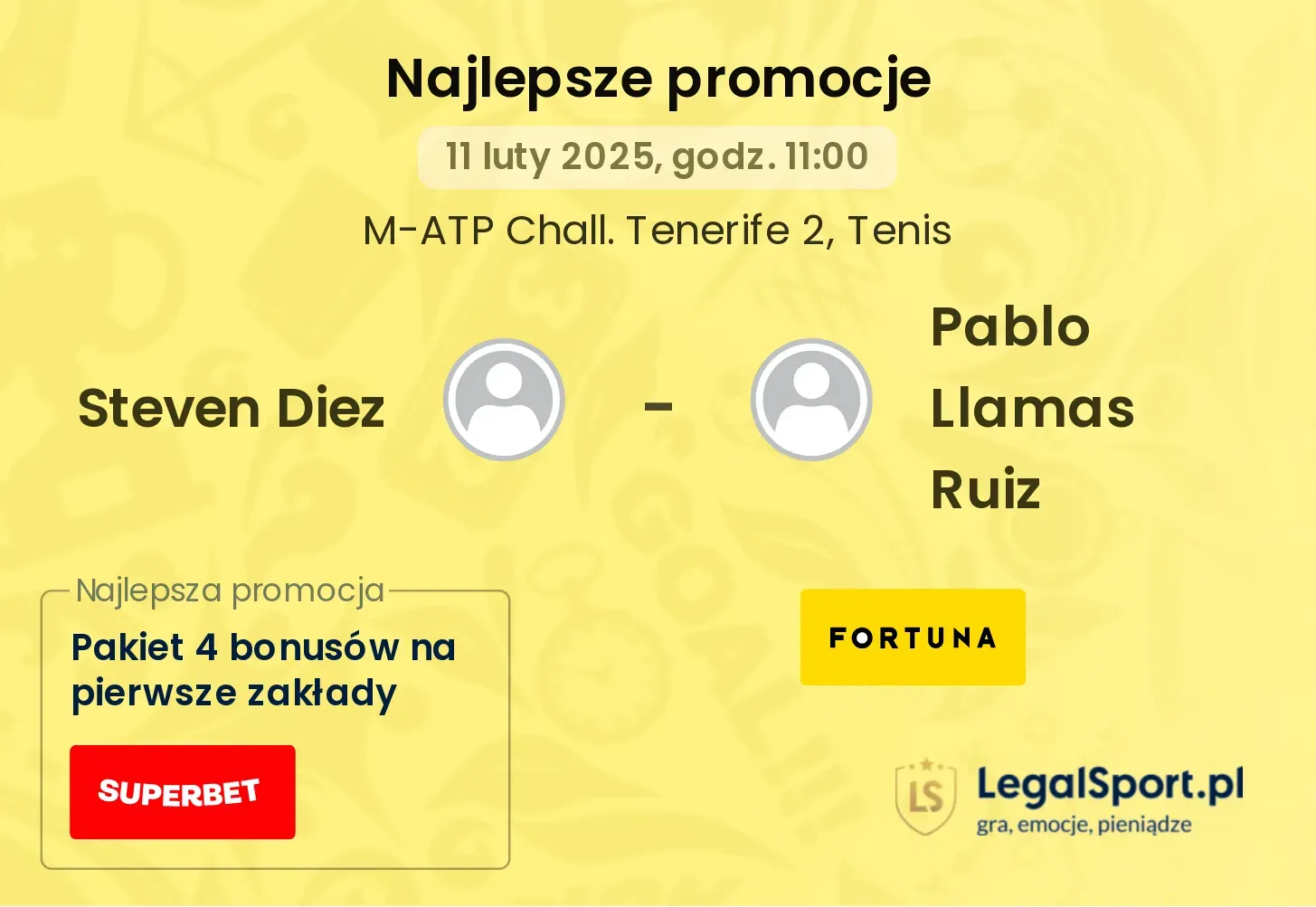 Steven Diez - Pablo Llamas Ruiz promocje u bukmacherów