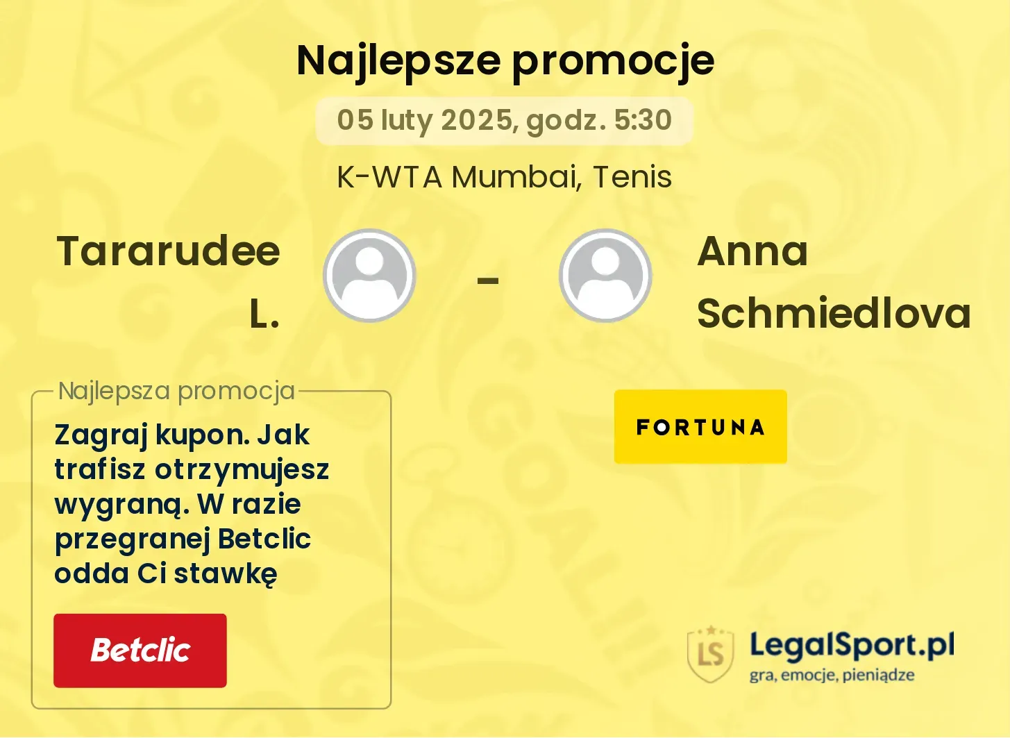 Tararudee L. - Anna Schmiedlova promocje bukmacherskie