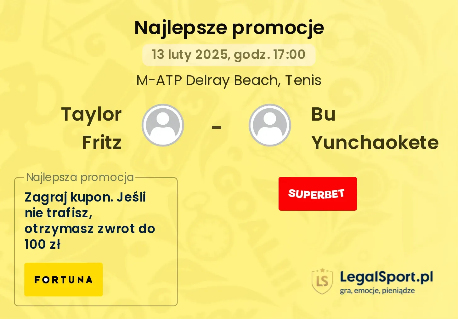 Taylor Fritz - Bu Yunchaokete promocje bonusy na mecz