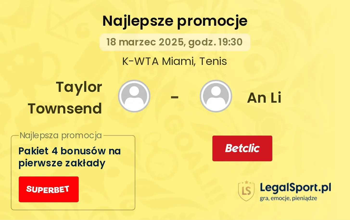 Taylor Townsend - An Li promocje bonusy na mecz