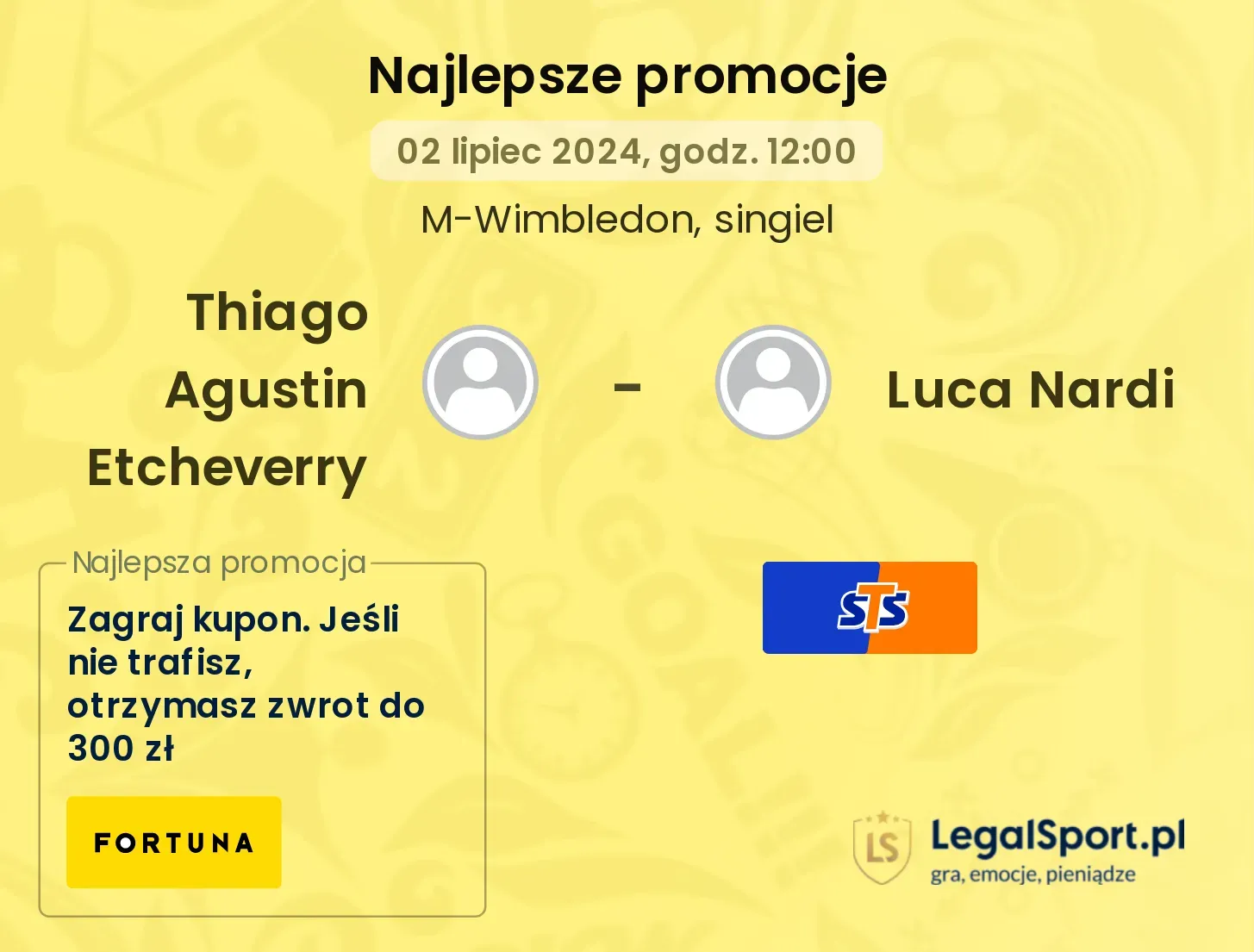 Thiago Agustin Etcheverry - Luca Nardi promocje u bukmacherów (02.07, 12:00)