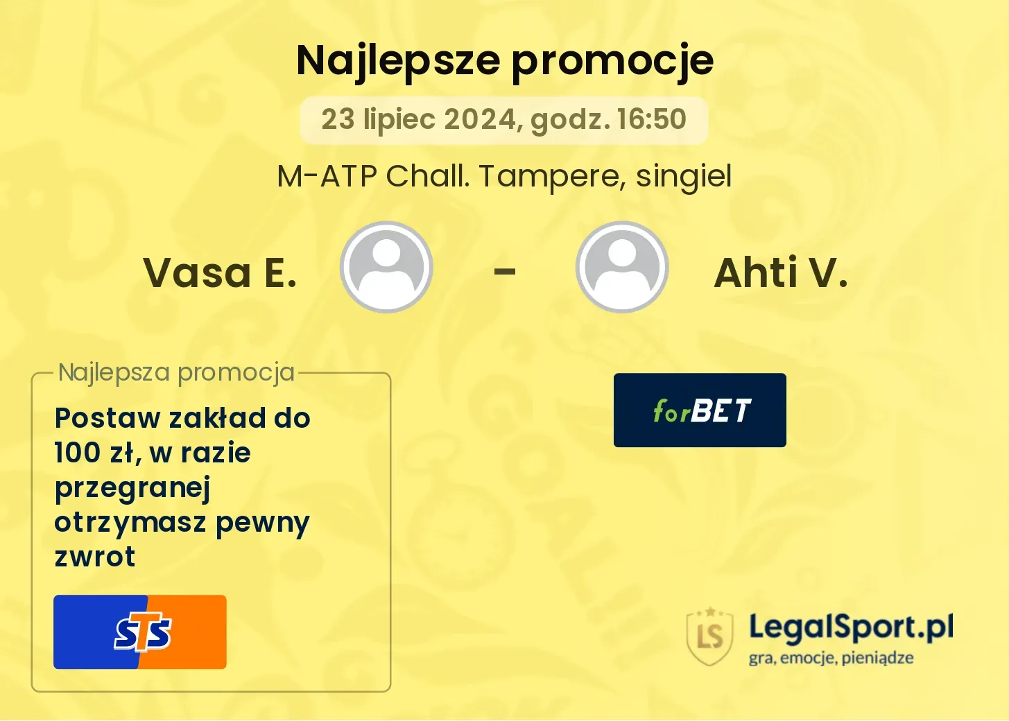 Vasa E. - Ahti V. promocje bonusy na mecz