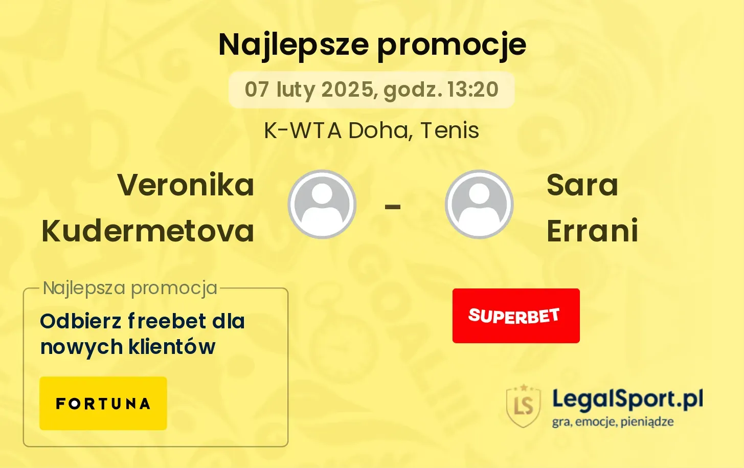 Veronika Kudermetova - Sara Errani promocje bonusy na mecz