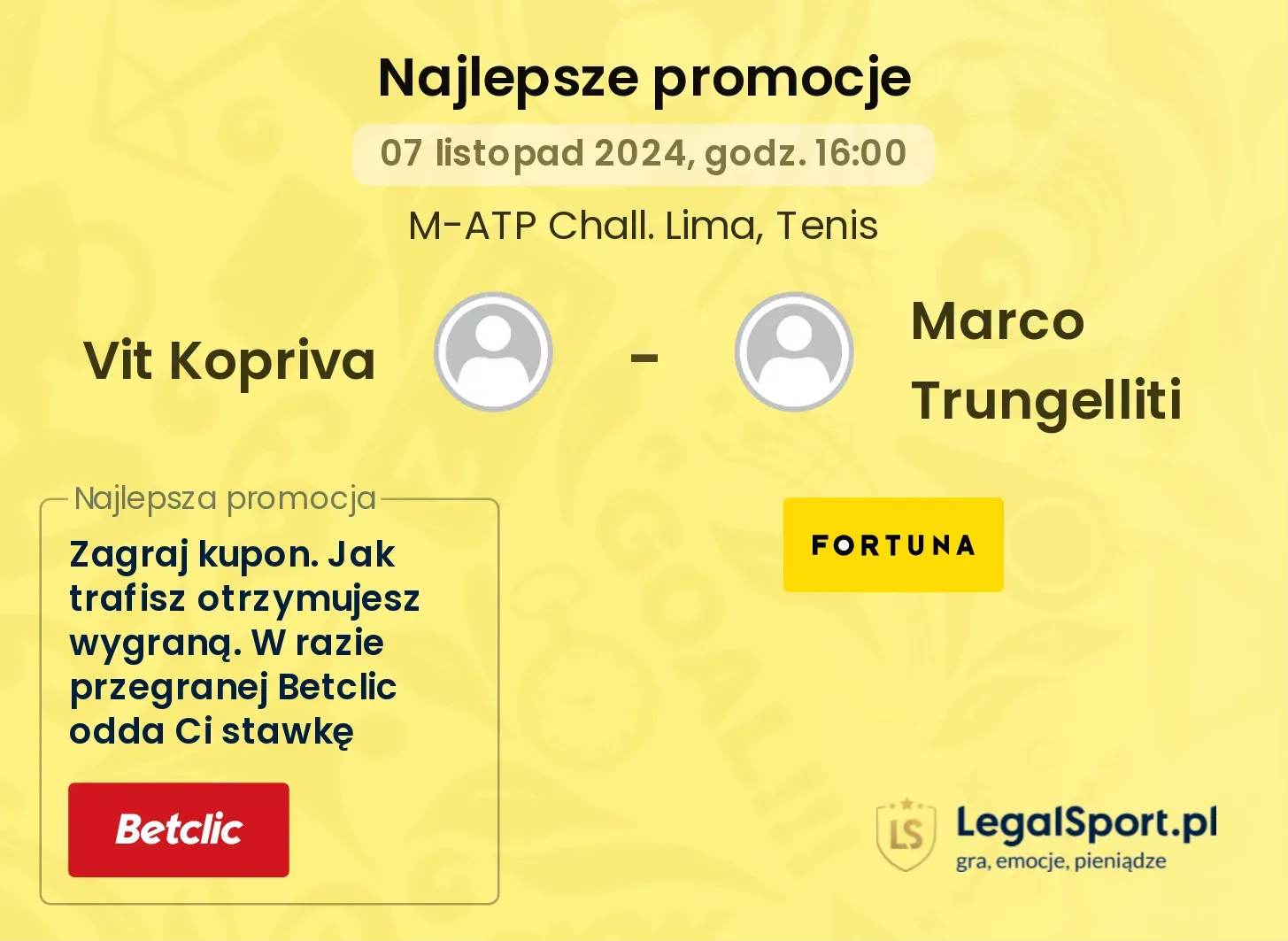 Vit Kopriva - Marco Trungelliti promocje bonusy na mecz