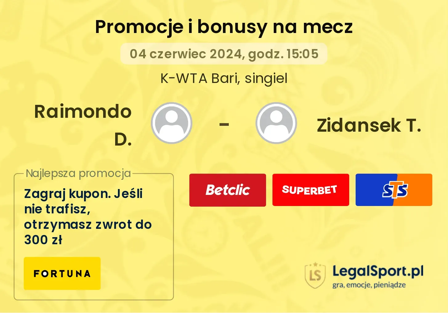 Raimondo D. - Zidansek T. promocje bonusy na mecz