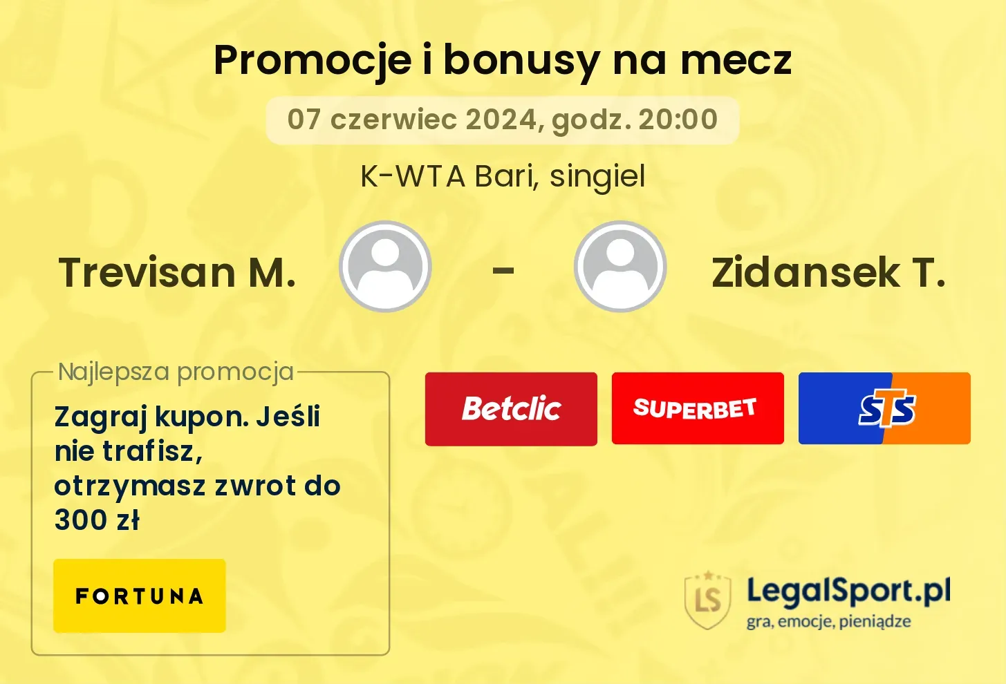 Trevisan M. - Zidansek T. promocje bonusy na mecz