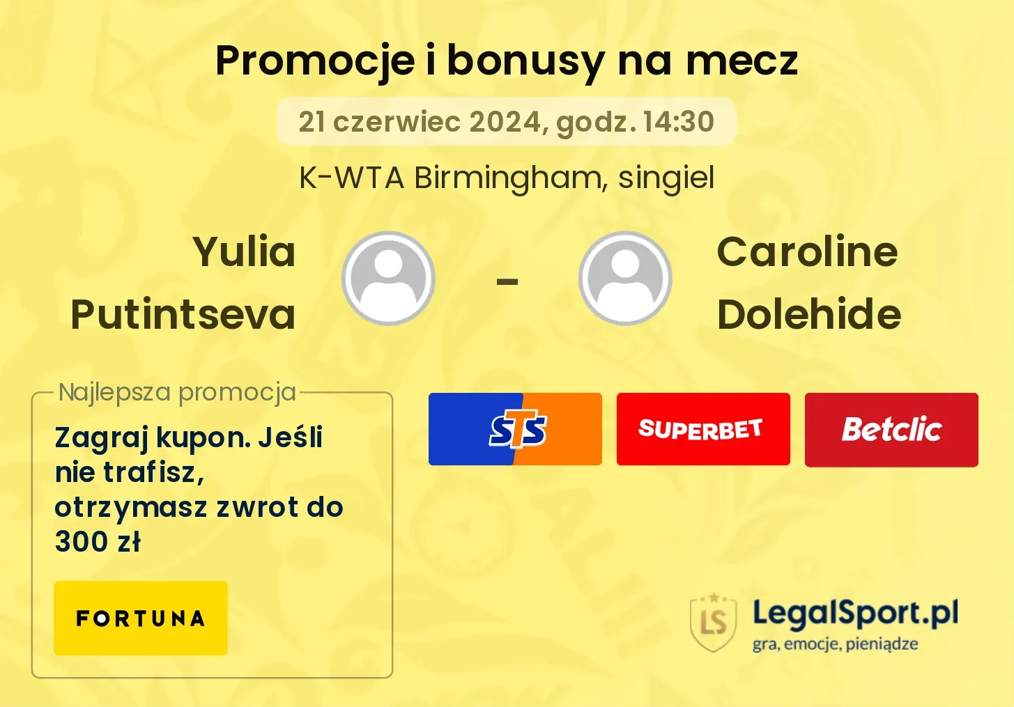 Yulia Putintseva - Caroline Dolehide promocje bonusy na mecz