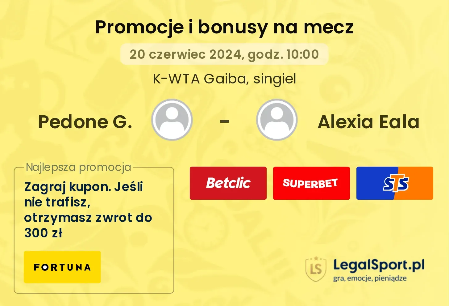 Pedone G. - Alexia Eala promocje bonusy na mecz