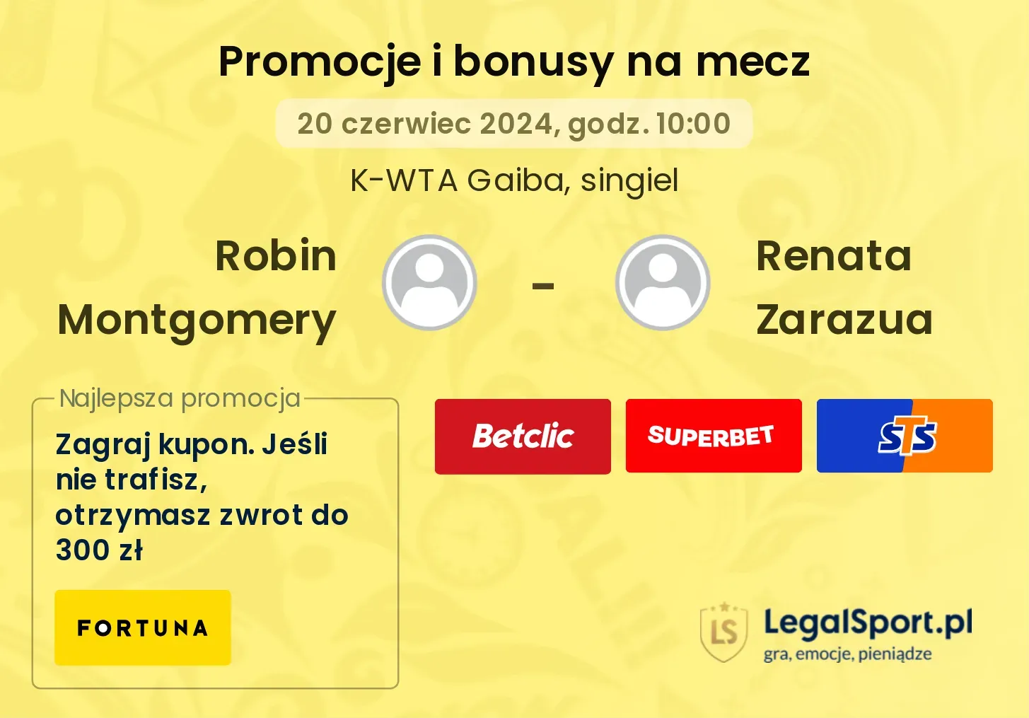 Robin Montgomery - Renata Zarazua promocje bonusy na mecz