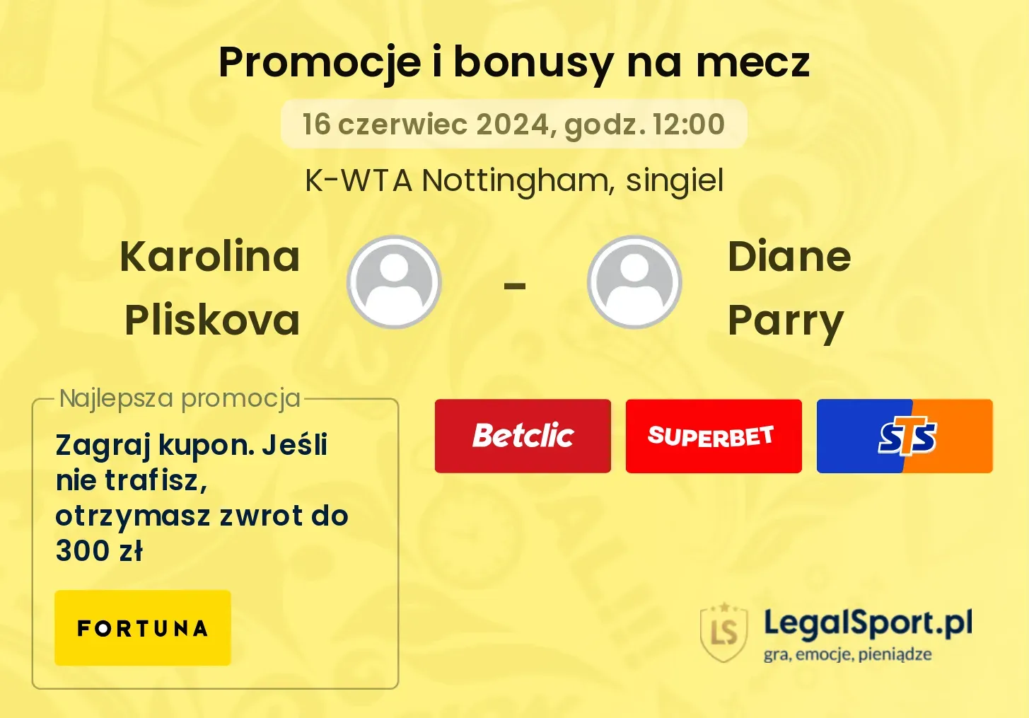 Karolina Pliskova - Diane Parry promocje bonusy na mecz