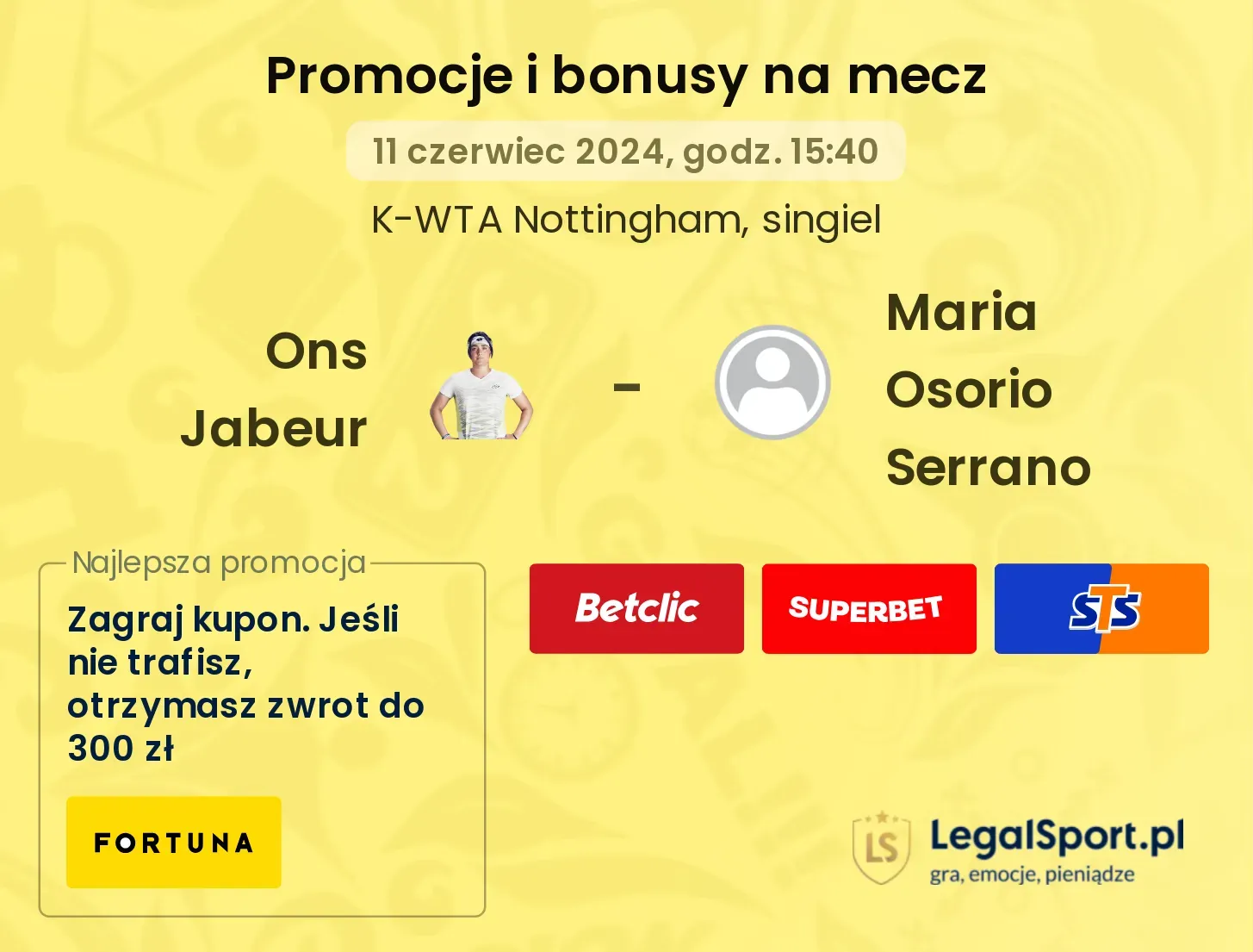 Ons Jabeur - Maria Osorio Serrano promocje bonusy na mecz