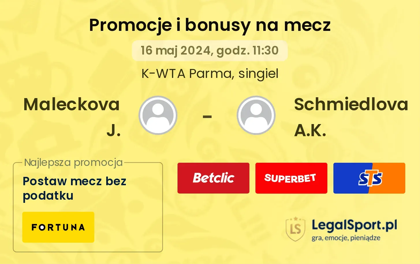 Maleckova J. - Schmiedlova A.K. promocje bonusy na mecz