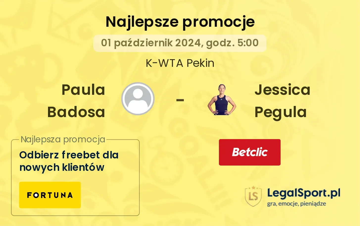 Paula Badosa - Jessica Pegula promocje bonusy na mecz