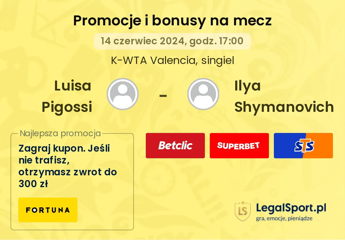 Luisa Pigossi - Ilya Shymanovich promocje bonusy na mecz