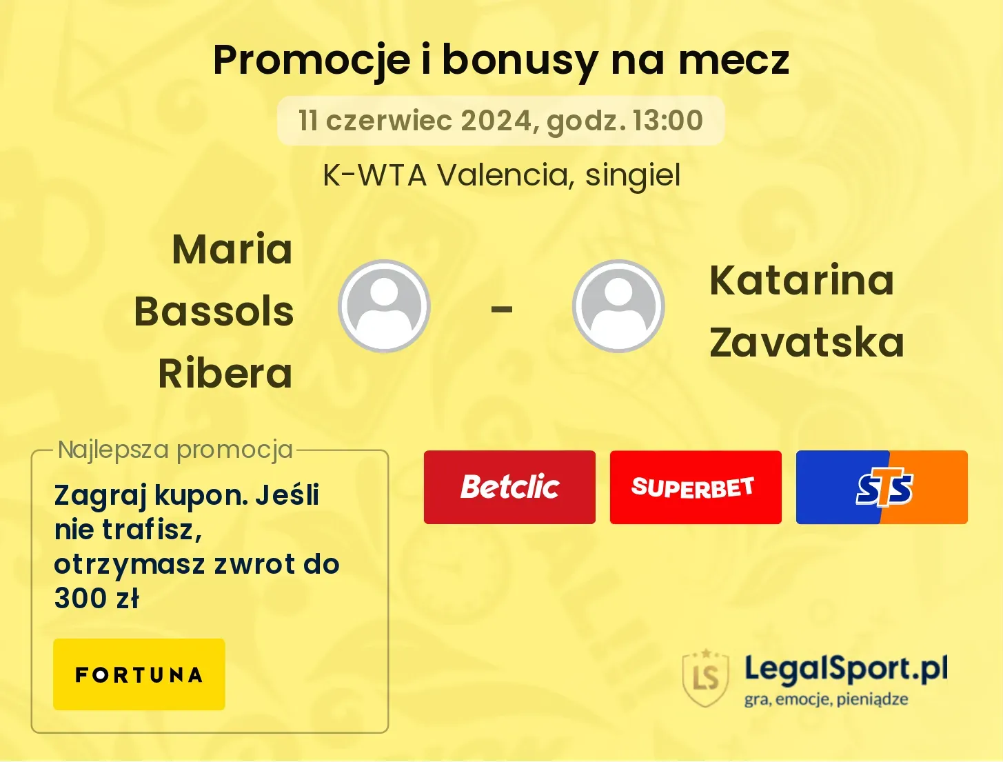 Maria Bassols Ribera - Katarina Zavatska promocje bonusy na mecz