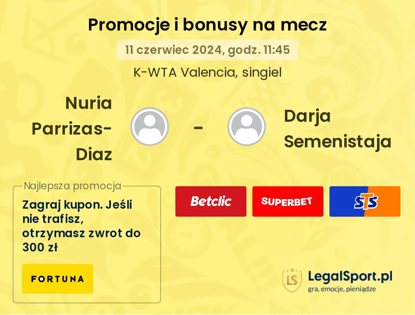 Nuria Parrizas-Diaz - Darja Semenistaja promocje bonusy na mecz