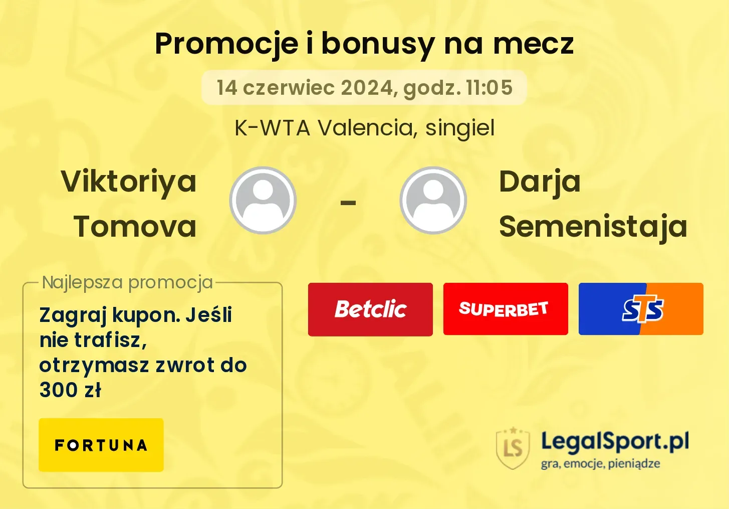 Viktoriya Tomova - Darja Semenistaja promocje bonusy na mecz