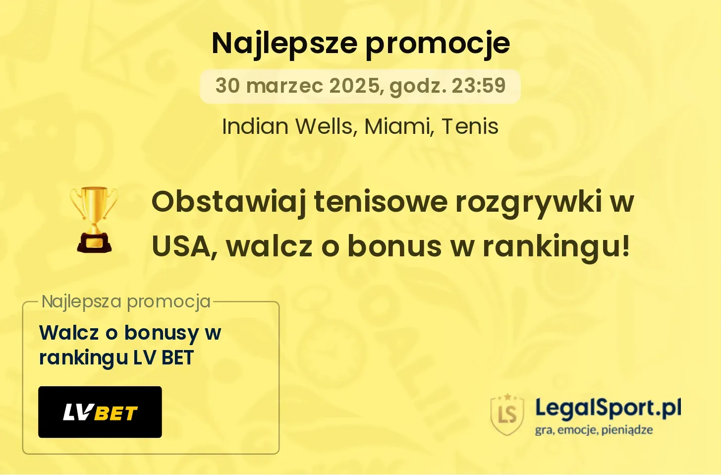 Obstawiaj tenisowe rozgrywki w USA, walcz o bonus w rankingu! promocje bonusy na mecz