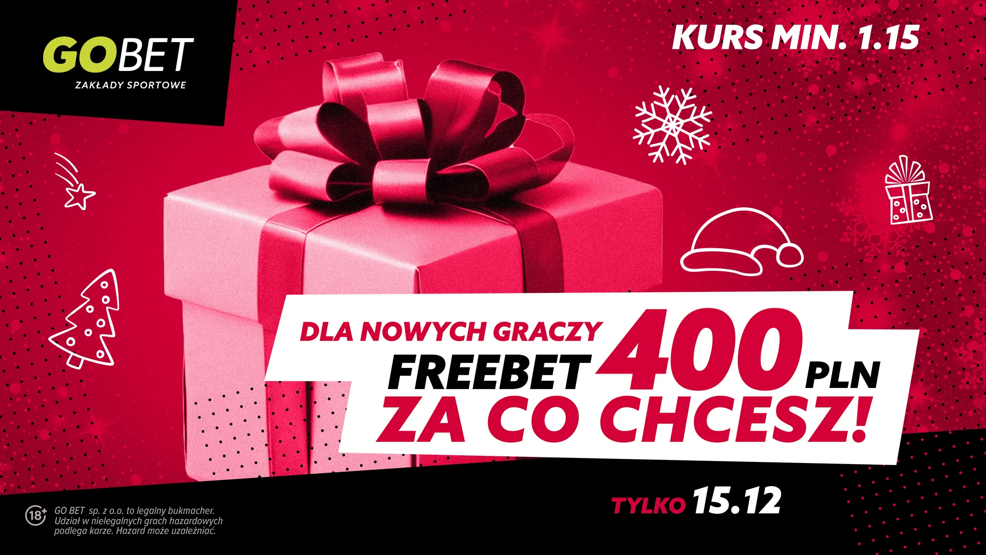 Typuj co chcesz i zyskaj freebet 400 zł w GOBET - tylko 15. grudnia 2024